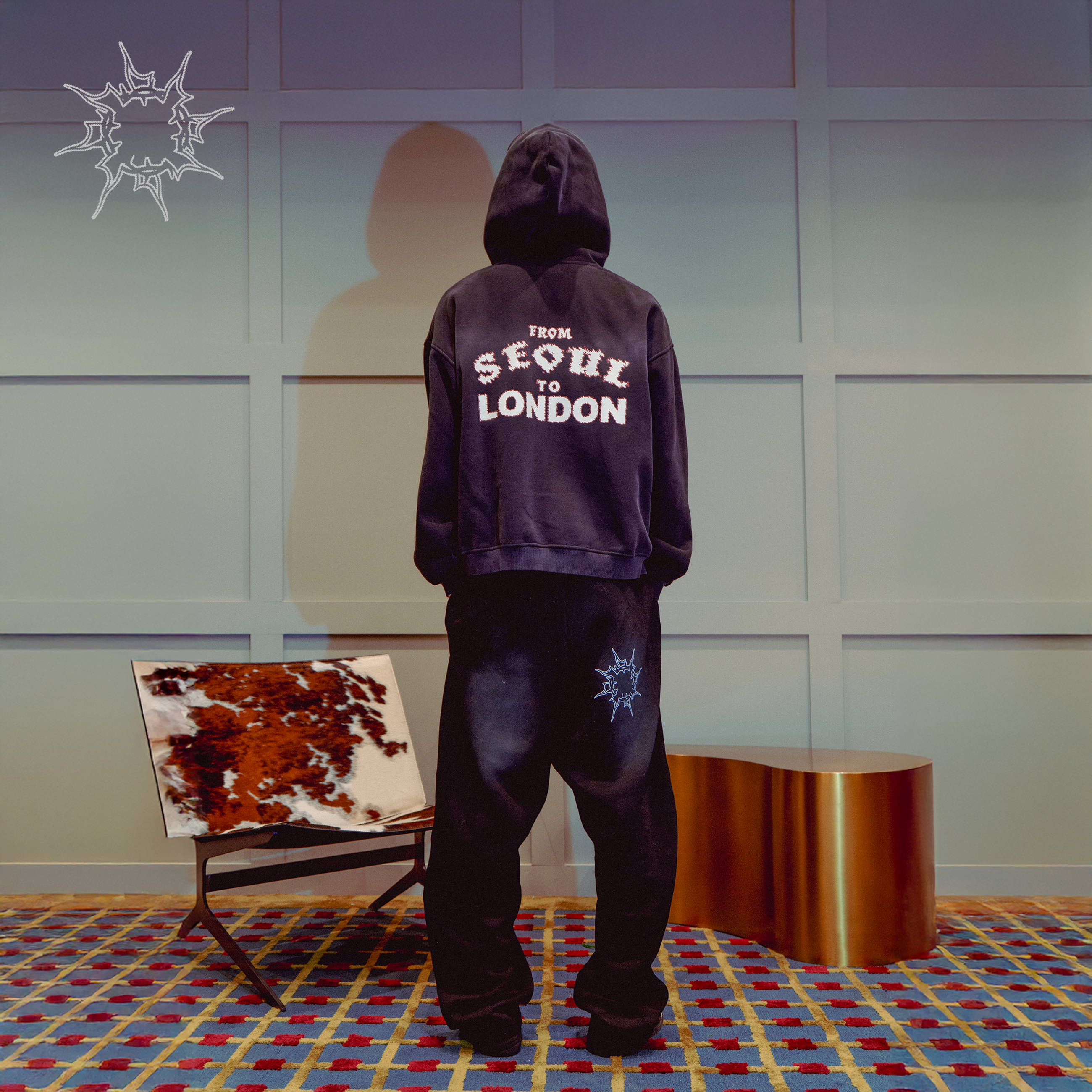 Boxy Two-Way Zip Hoodie in Sunfaded Black | Lovely Bloke London